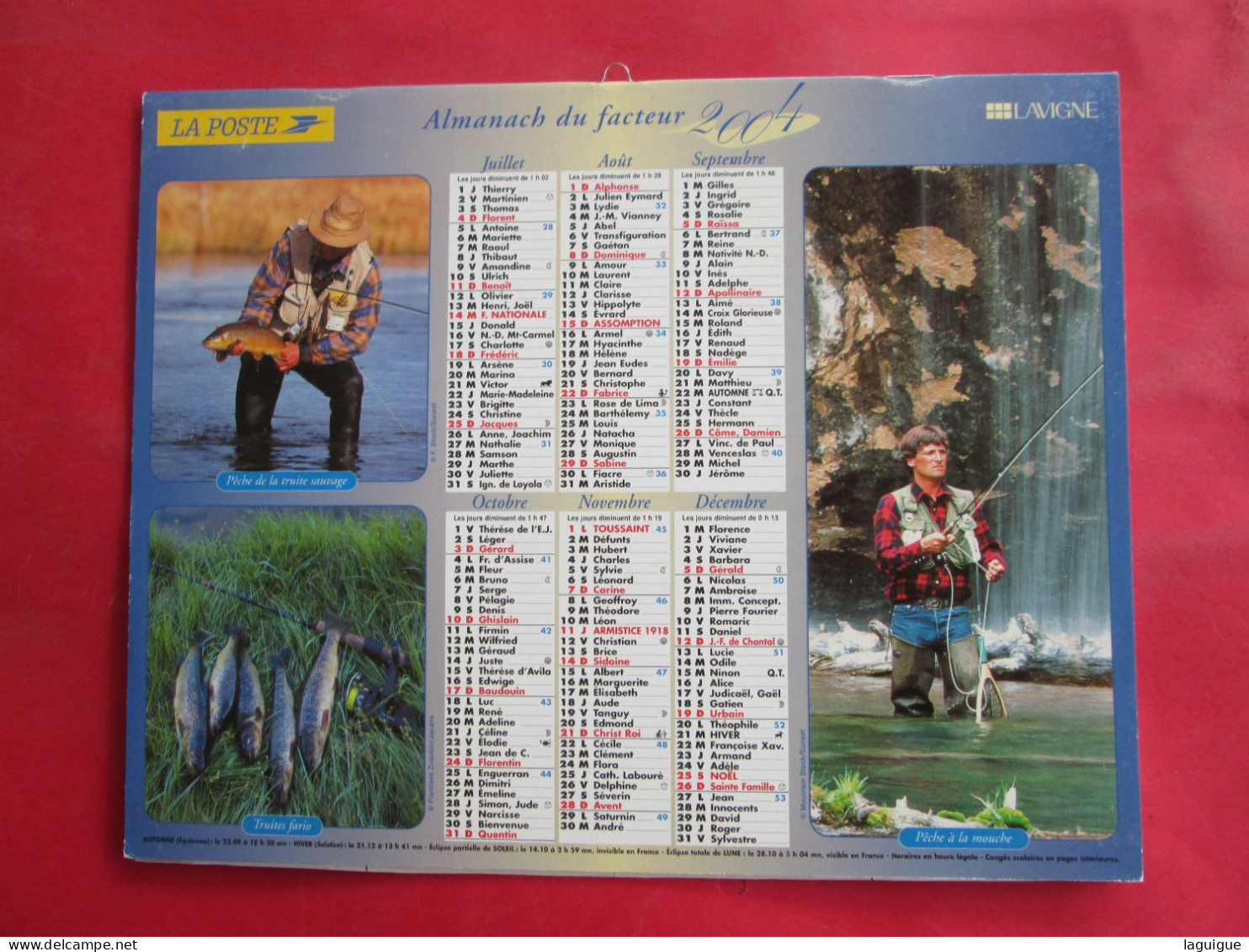 LOT 11 CALENDRIERS ALMANACHS  de 1983 à 2007 LAVIGNE OBERTHUR sur la  CHASSE et la  PÊCHE