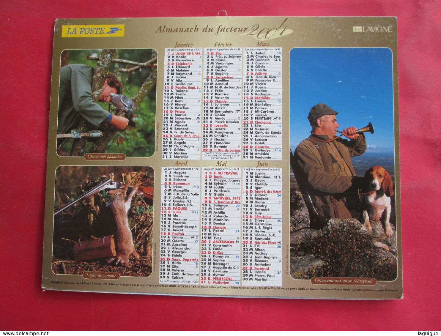 LOT 11 CALENDRIERS ALMANACHS  de 1983 à 2007 LAVIGNE OBERTHUR sur la  CHASSE et la  PÊCHE