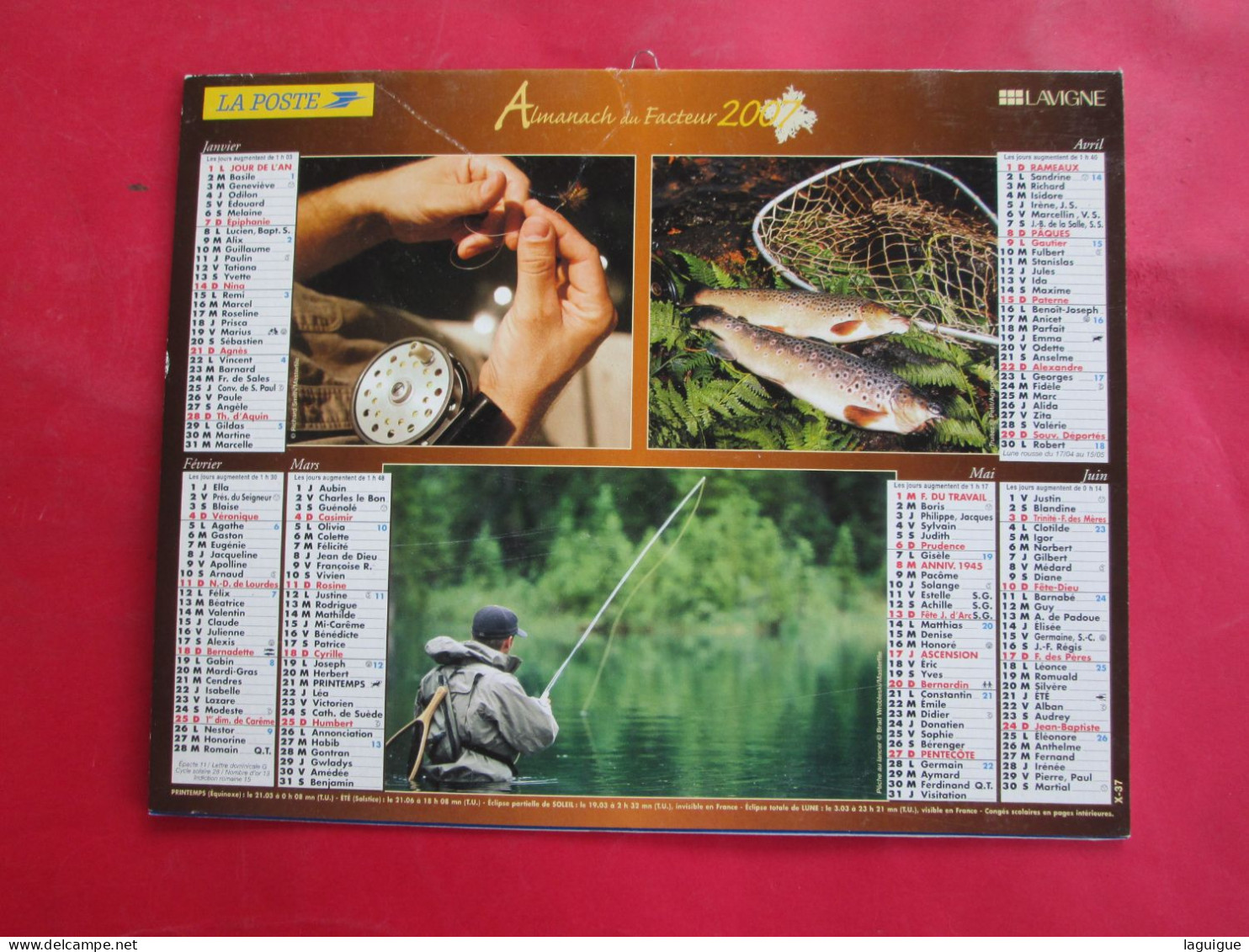 LOT 11 CALENDRIERS ALMANACHS  de 1983 à 2007 LAVIGNE OBERTHUR sur la  CHASSE et la  PÊCHE