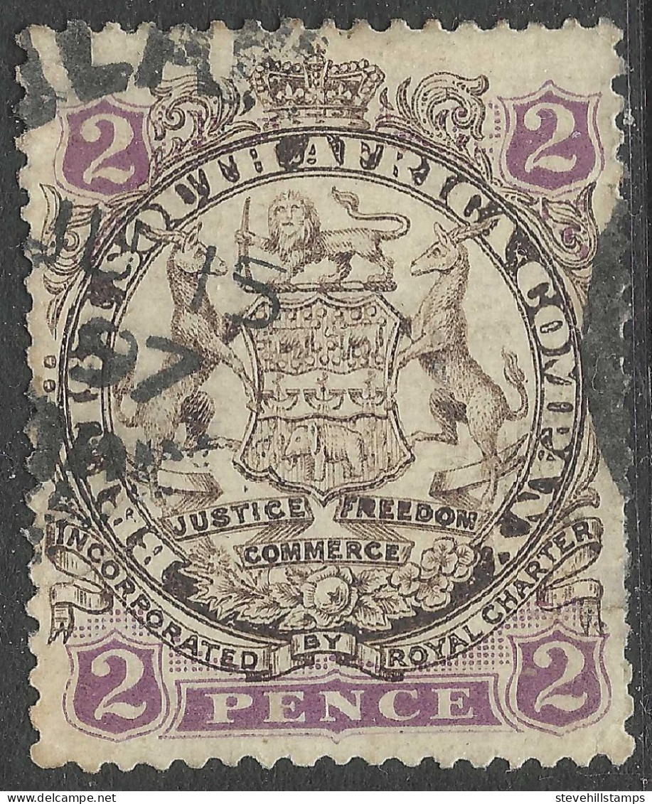 British South Africa Company (Rhodesia). 1896 Arms. Die I. 2d Used. SG 30 - Southern Rhodesia (...-1964)