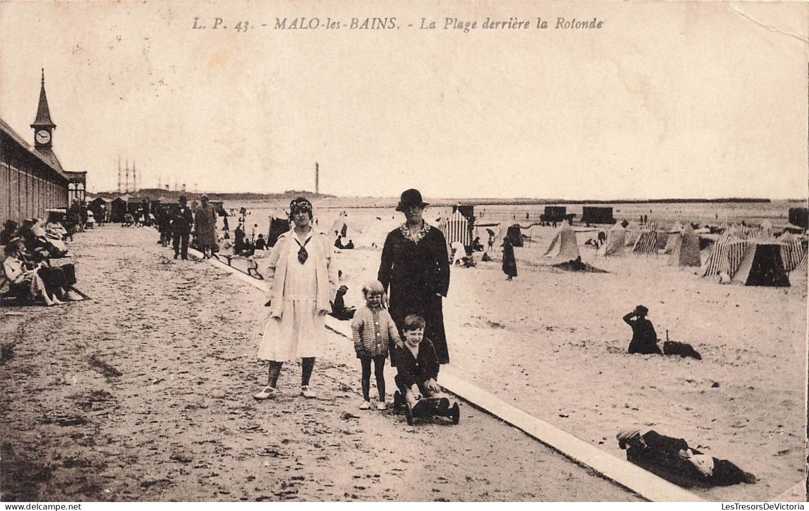 FRANCE - Malo Les Bains - La Plage Derrière La Rotonde - Animé - Carte Postale Ancienne - Malo Les Bains