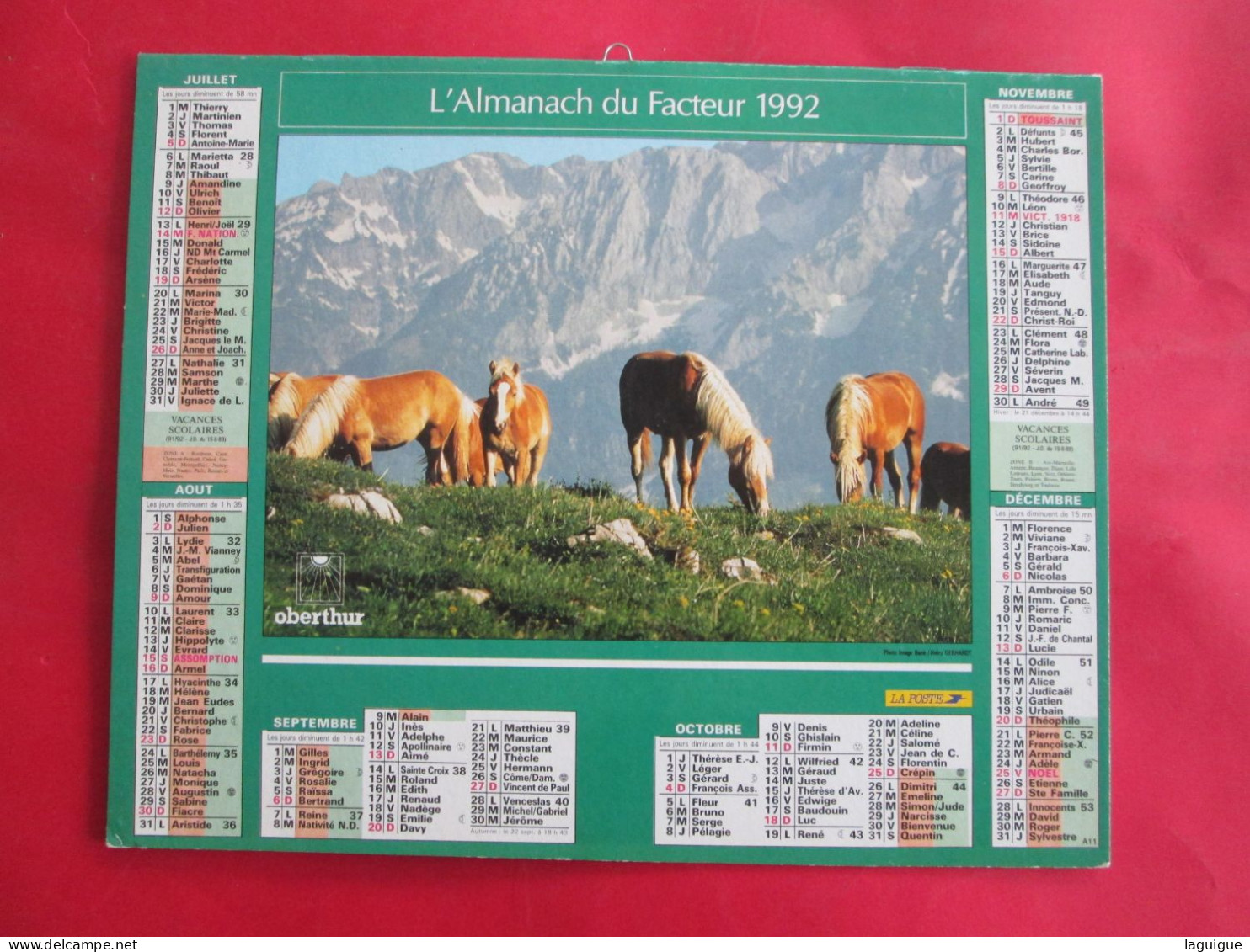 LOT DE 8 CALENDRIERS ALMANACHS  De 1992 à 2012 LAVIGNE OBERTHUR OLLER CHEVAUX - Grand Format : 1991-00