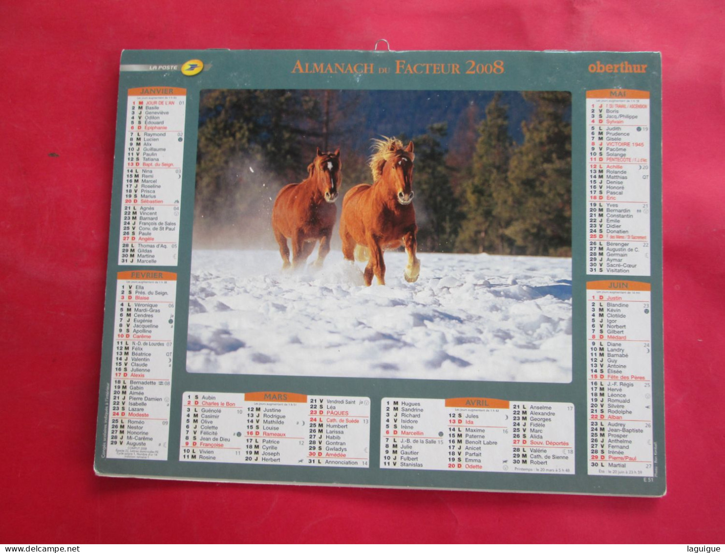 LOT DE 8 CALENDRIERS ALMANACHS  de 1992 à 2012 LAVIGNE OBERTHUR OLLER CHEVAUX