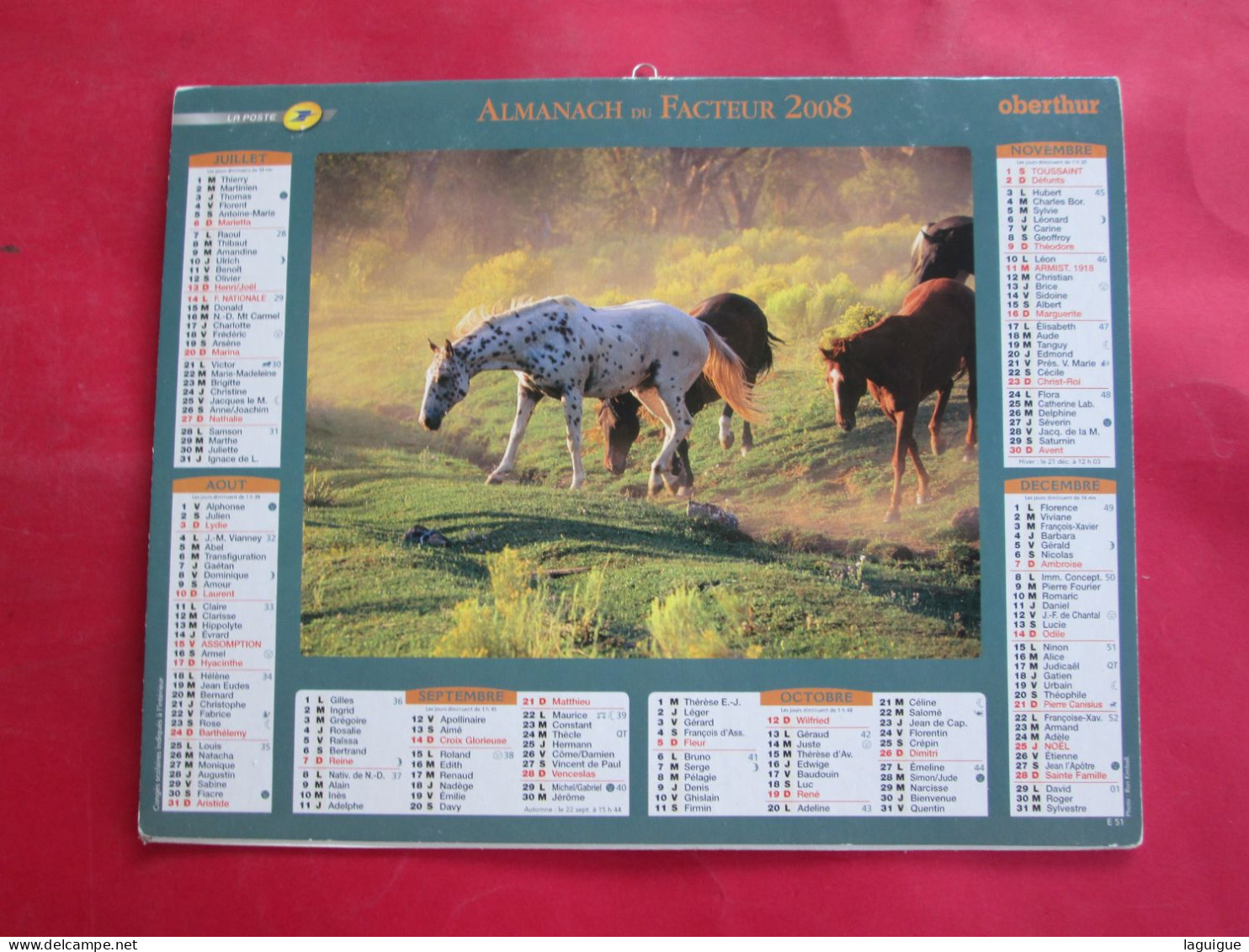 LOT DE 8 CALENDRIERS ALMANACHS  de 1992 à 2012 LAVIGNE OBERTHUR OLLER CHEVAUX