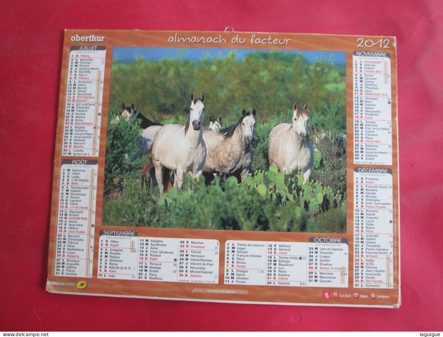 LOT DE 8 CALENDRIERS ALMANACHS  de 1992 à 2012 LAVIGNE OBERTHUR OLLER CHEVAUX