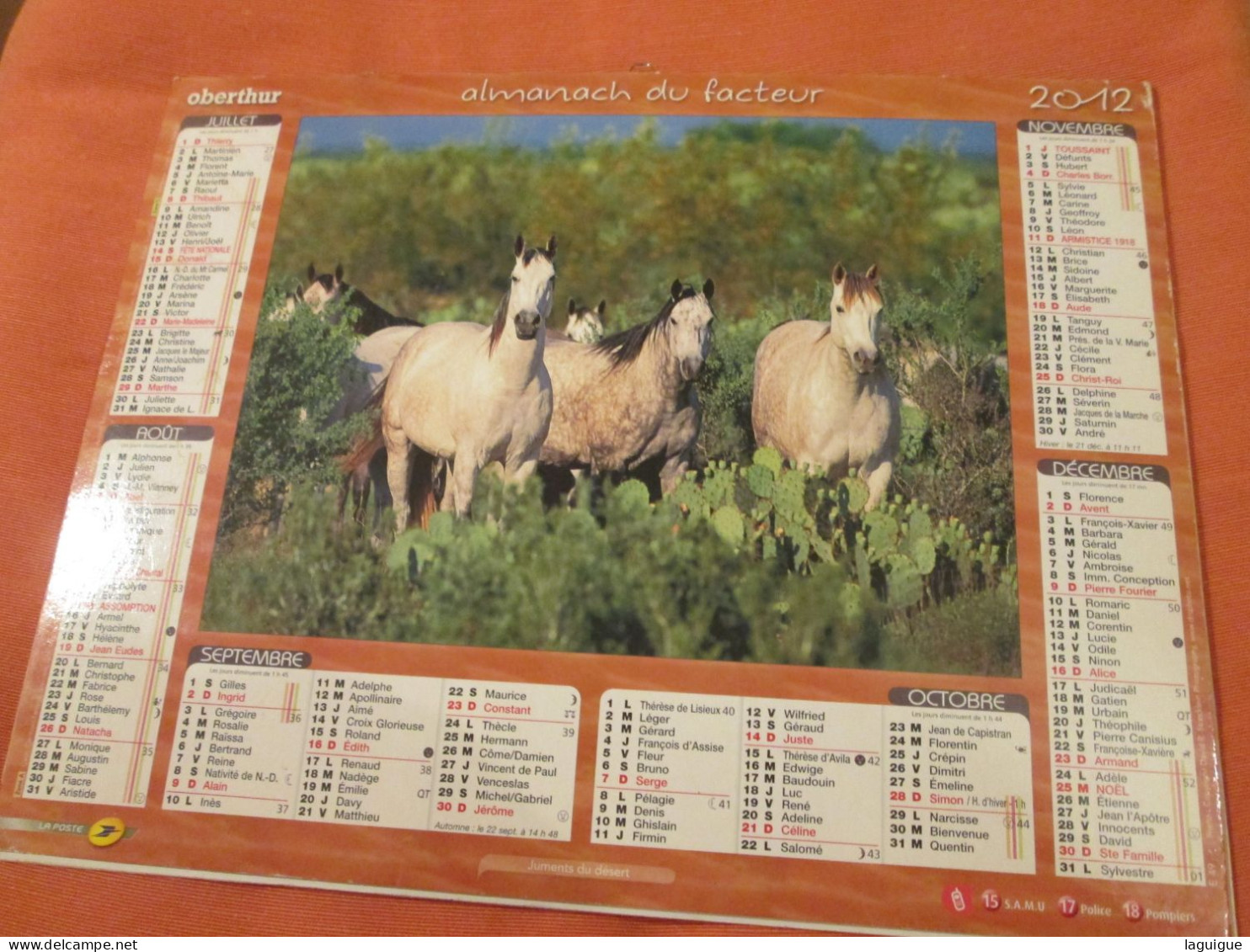 LOT DE 8 CALENDRIERS ALMANACHS  de 1992 à 2012 LAVIGNE OBERTHUR OLLER CHEVAUX