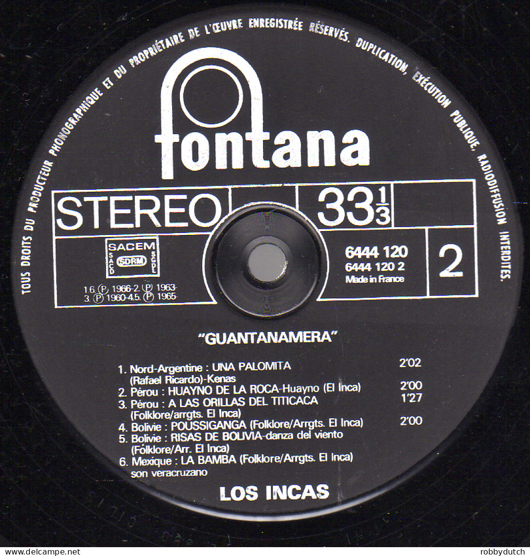 * LP *  LOS INCAS - GUANTANAMERA (France 1970 EX-) - Wereldmuziek