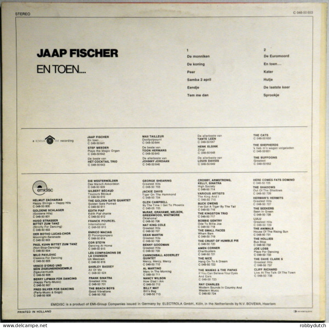 * LP *  JAAP FISCHER - EN TOEN... (Holland 1963) - Other - Dutch Music