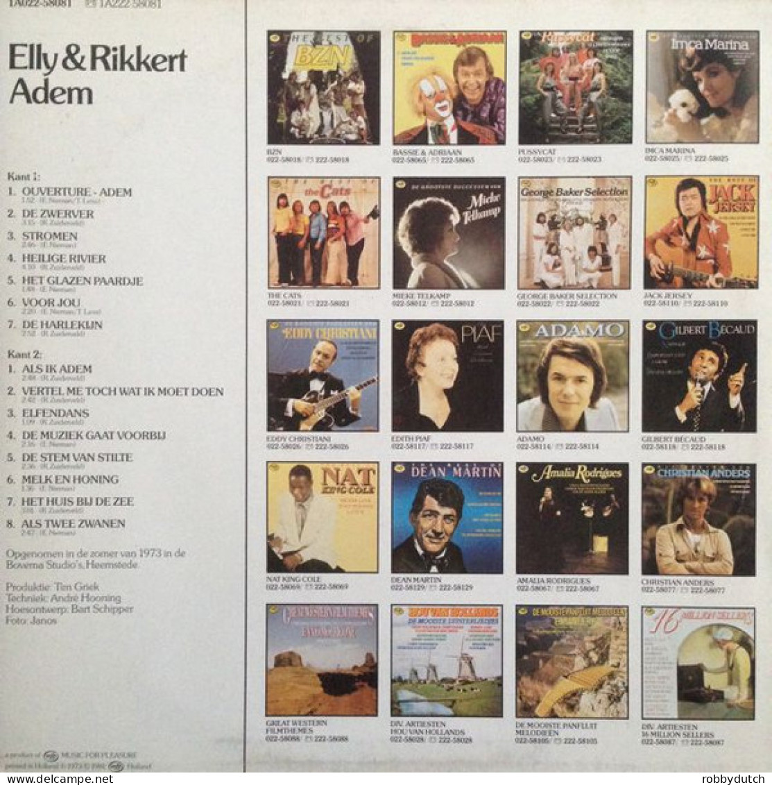 * LP *  ELLY & RIKKERT - ADEM (Holland 1973 EX) - Other - Dutch Music