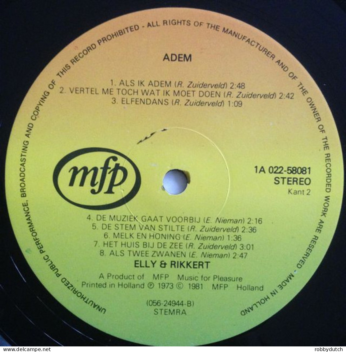 * LP *  ELLY & RIKKERT - ADEM (Holland 1973 EX) - Other - Dutch Music