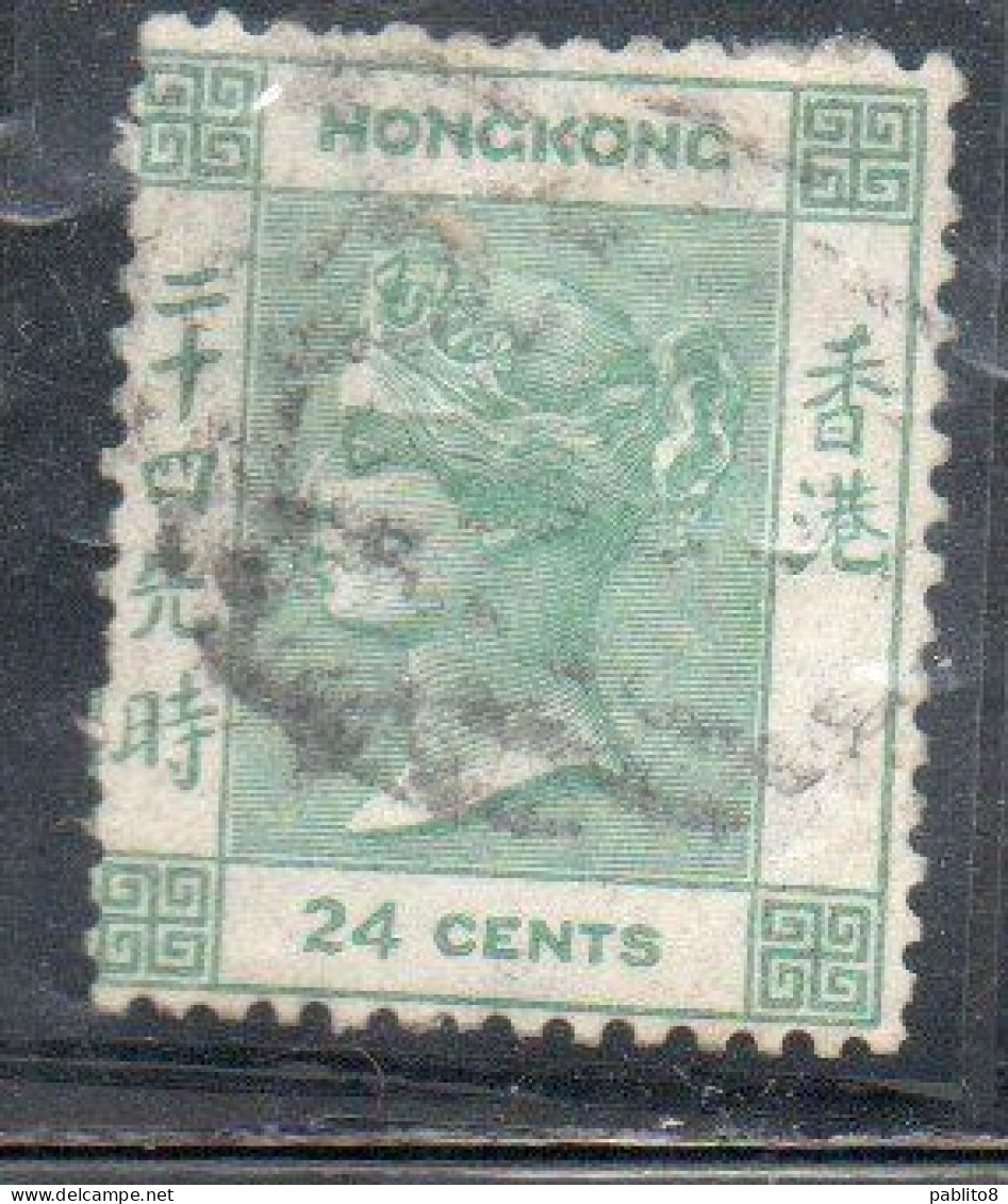 HONG KONG 1863 1880 1865 QUEEN VICTORIA 24c USED USATO OBLITERE' - Oblitérés