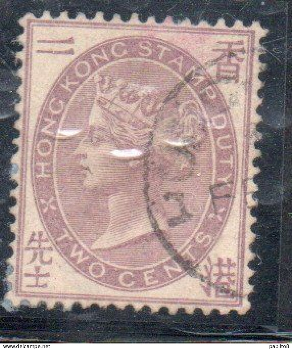 HONG KONG 1890 1902 QUEEN VICTORIA DULL PURPLE 2c USED USATO OBLITERE' - Oblitérés