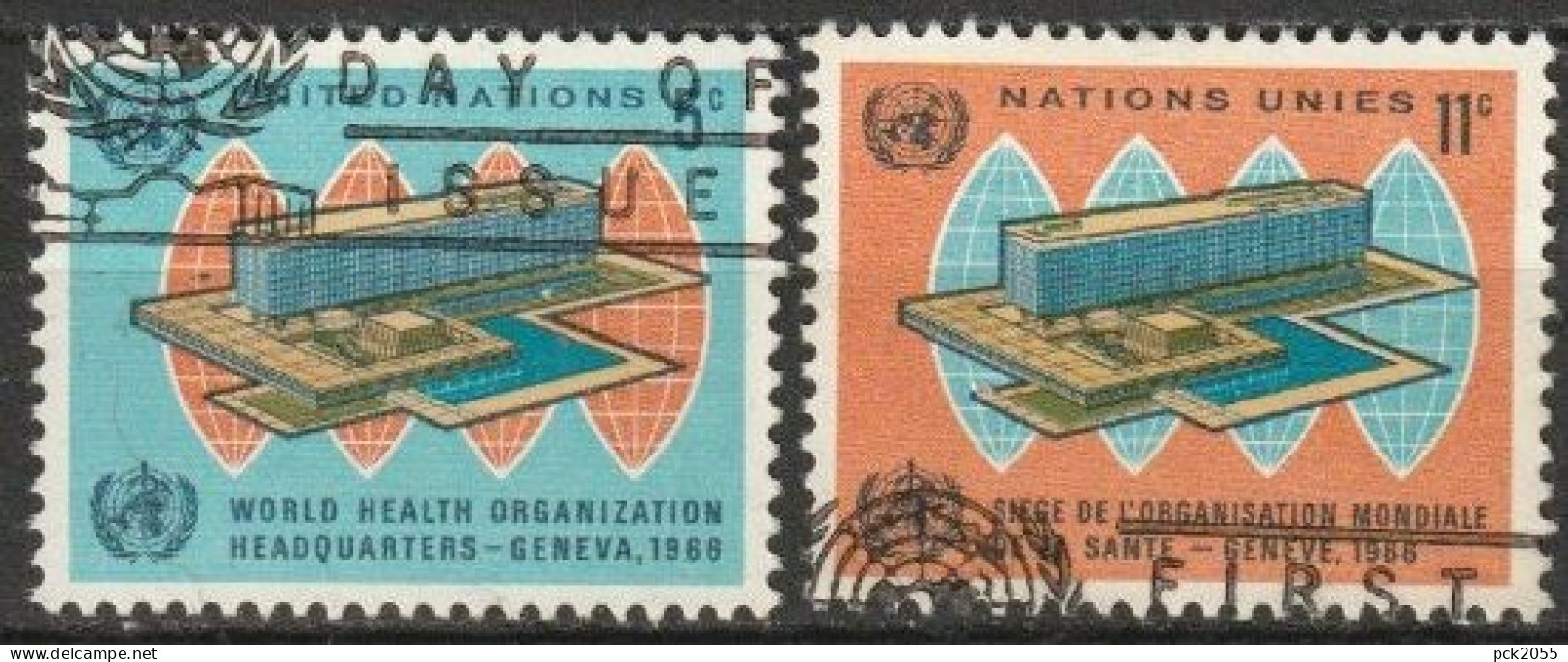 UNO New York 1966 Mi-Nr.166 - 167 O Gestempelt Einweihung Des Amtssitzes Der WHO ( 4623) Günstiger Versand 1,00€ - 1,20€ - Used Stamps