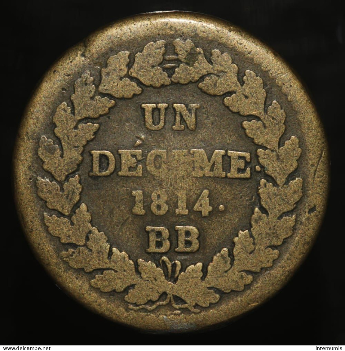 France, Napoleon I - SIEGE - STRASBOURG, 1 Décime, 1814, BB - Strasbourg, Bronze, TB (F), KM# 700, G.195, F. 131/3 - 10 Centimes