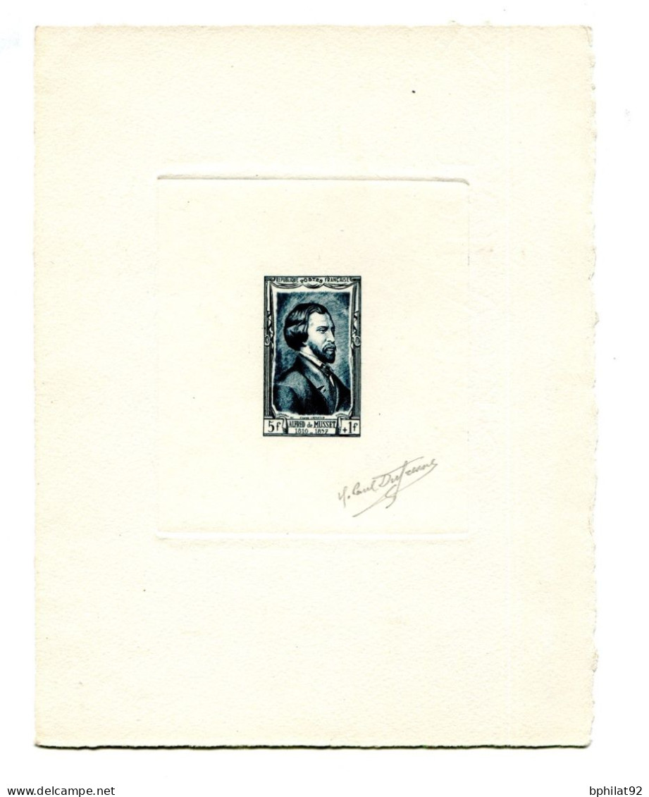 !!! EPREUVE D'ARTISTE TP N°891 ALFRED DE MUSSET EN BLEU SIGNEE PAR LE GRAVEUR PAUL DUFRESNE - Artist Proofs