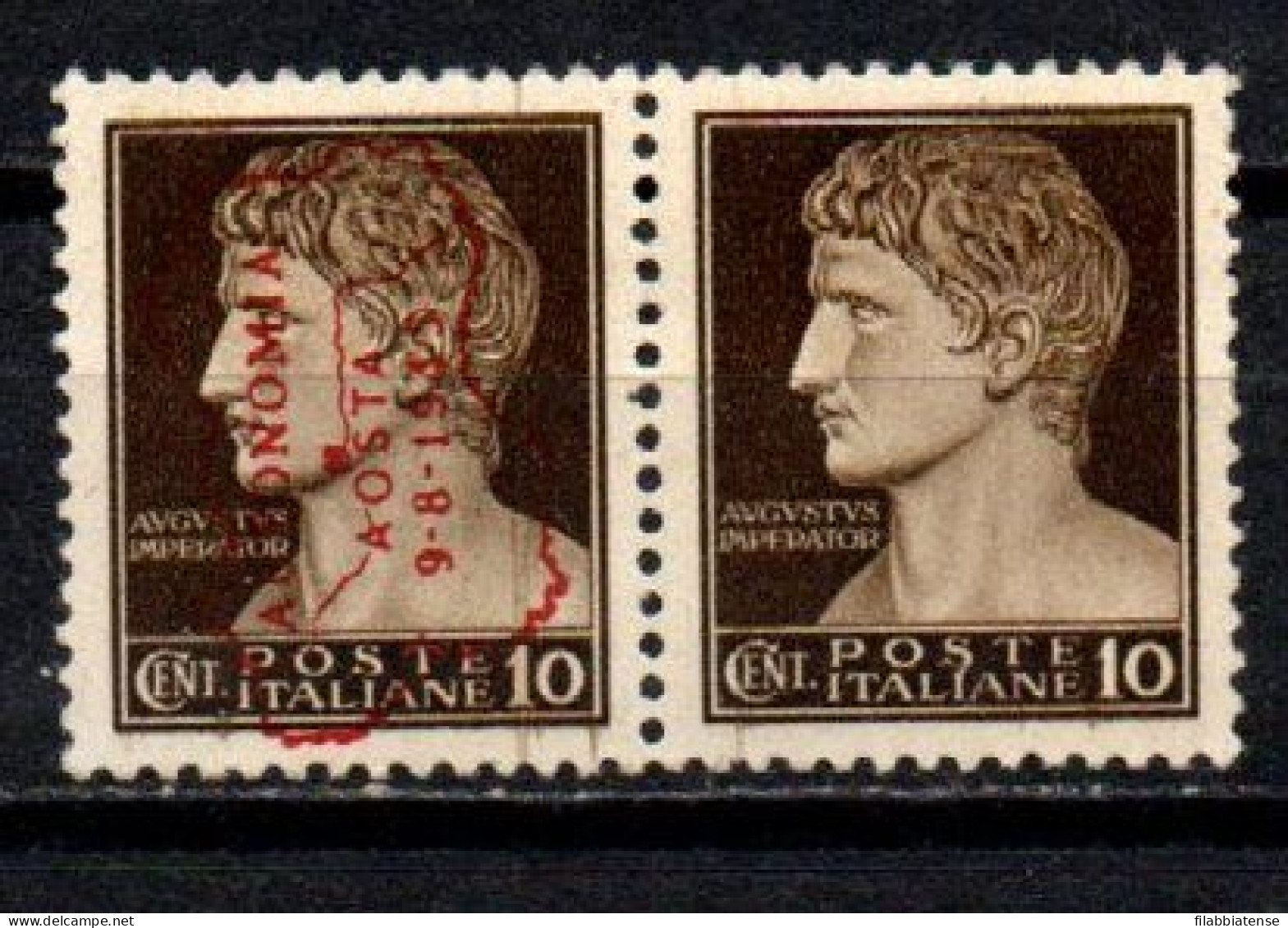 1945 - Italia - Emissioni Locali - Aosta 10 Cent. Soprastampata    ------- - Centraal Comité Van Het Nationaal Verzet (CLN)