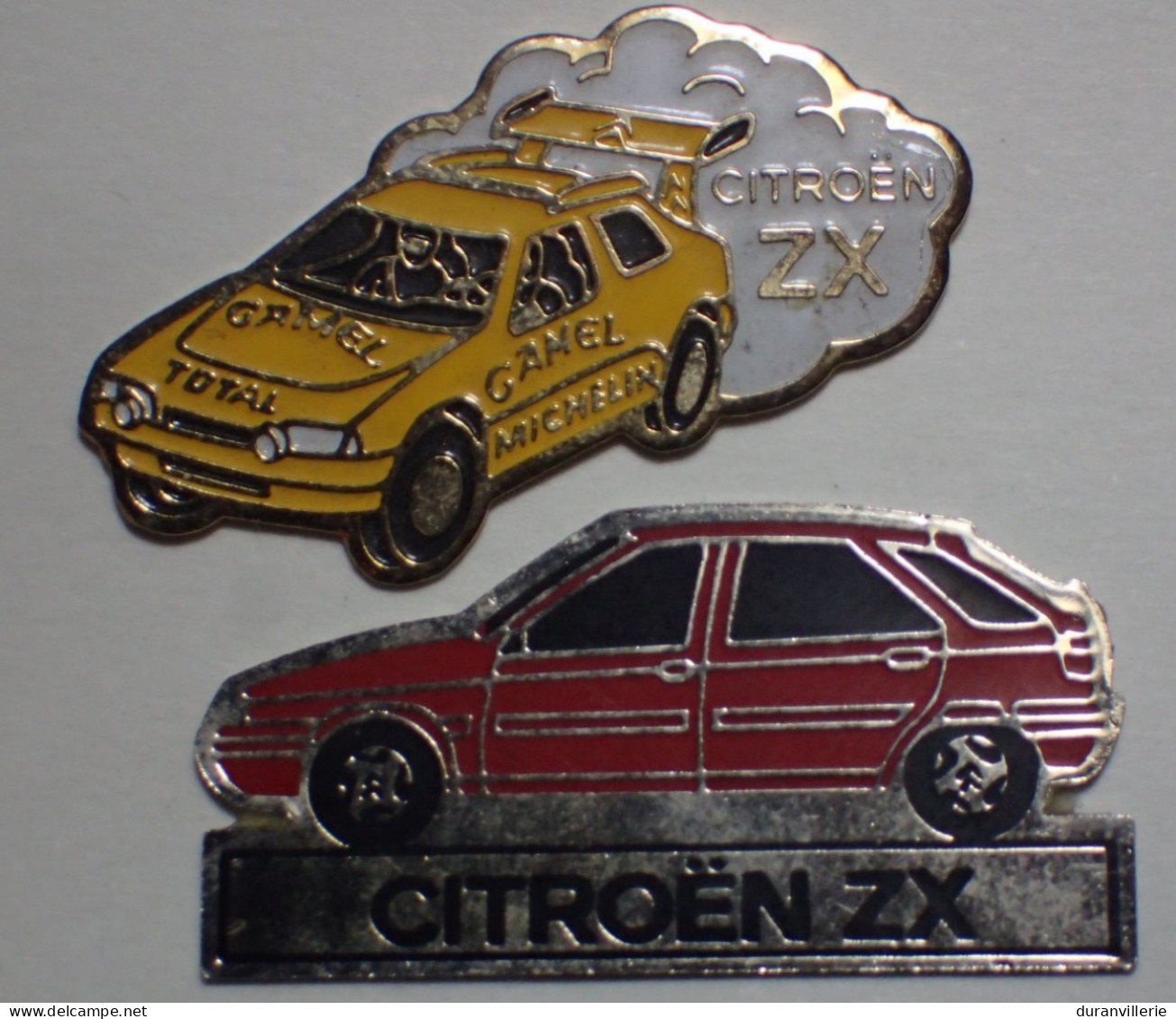 Lot De 2 Pin's CITROËN ZX Rallye - CAMEL MICHELIN Total - Paris-Dakar + ZX Berline - Citroën