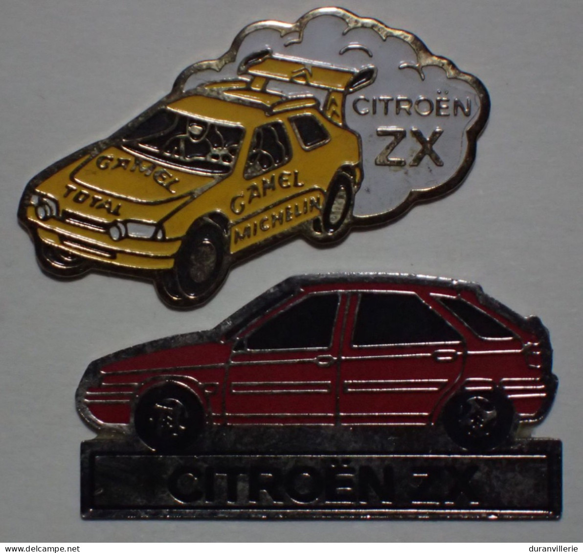 Lot De 2 Pin's CITROËN ZX Rallye - CAMEL MICHELIN Total - Paris-Dakar + ZX Berline - Citroën