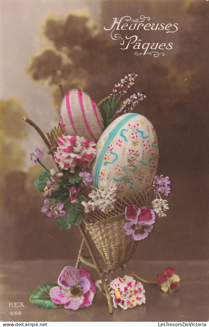 FÊTES - VŒUX - Heureuses Pâques - Œufs - Colorisé - Carte Postale Ancienne - Pâques