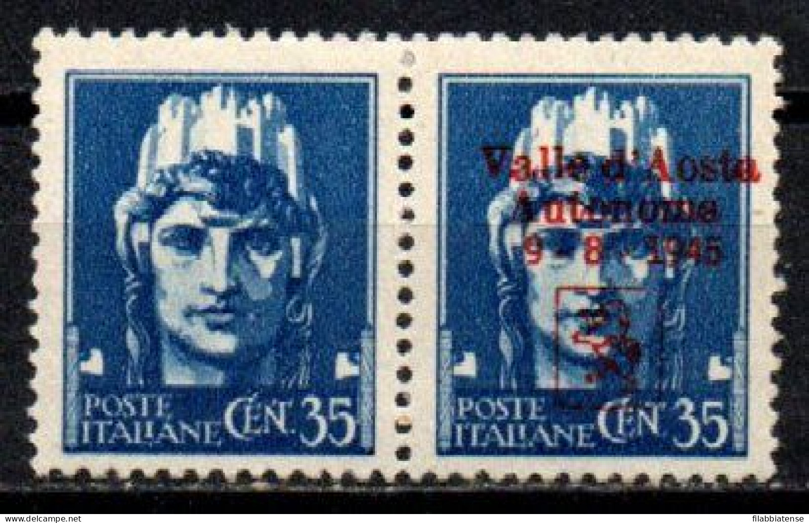 1945 - Italia - Emissioni Locali - Aosta 35 Cent. Soprastampata    ------- - Comité De Libération Nationale (CLN)
