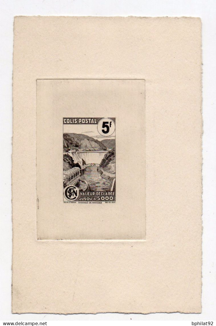 !!! EPREUVE D'ARTISTE EN NOIR COLIS POSTAL 5F PAR SERRES - Artist Proofs