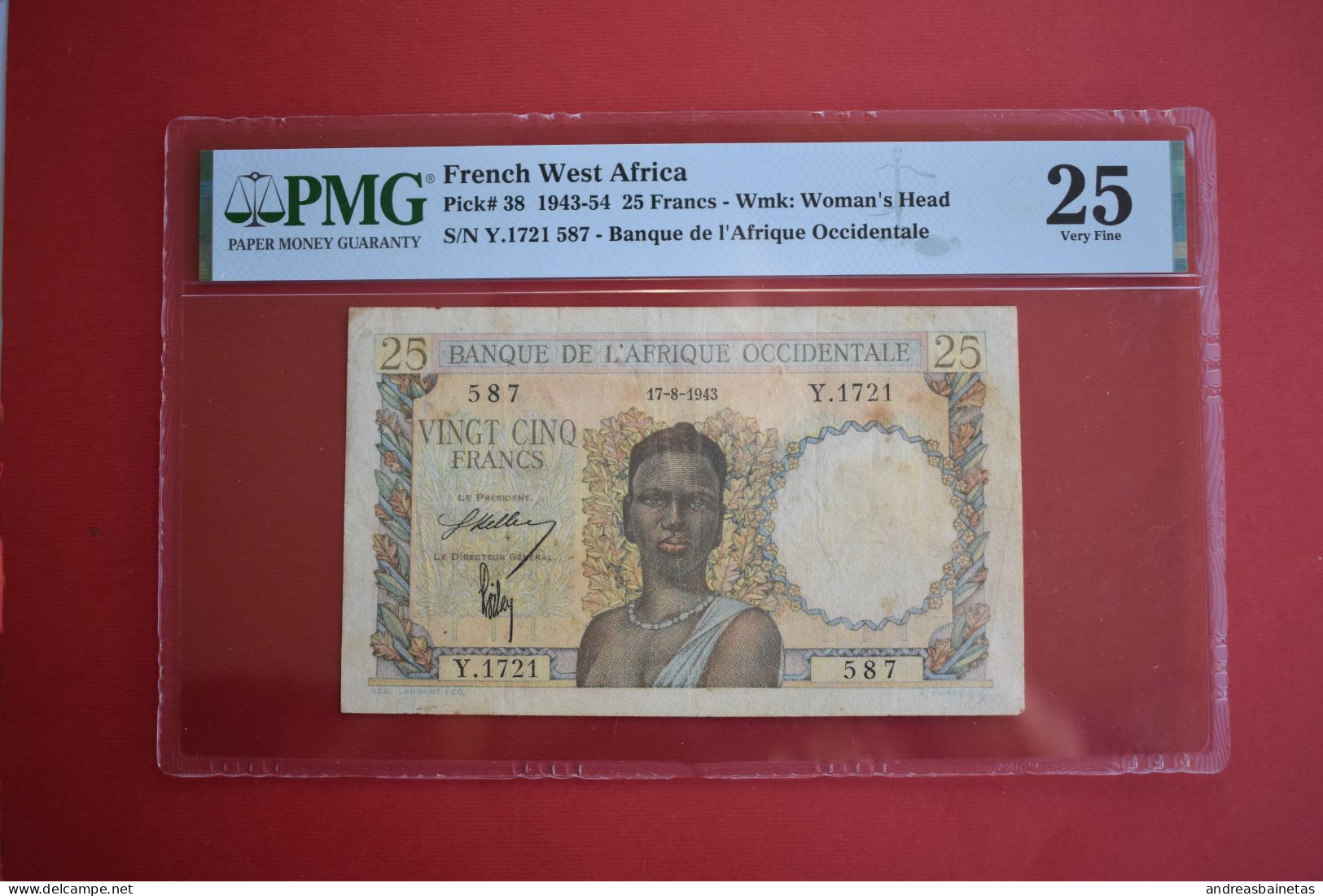 Banknotes  French West Africa 25 Francs 17.8.1943 PMG 25 - États D'Afrique De L'Ouest