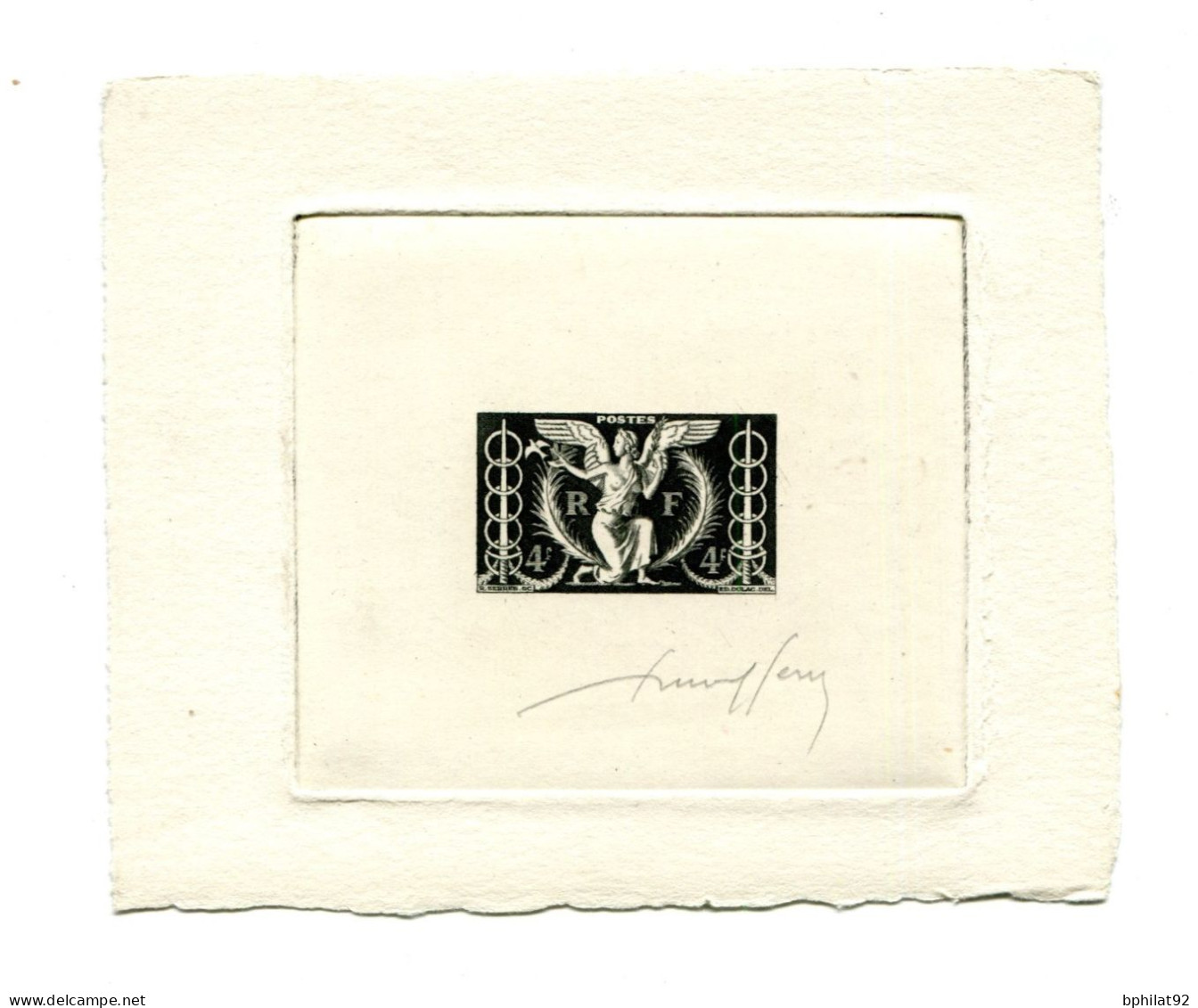 !!! EPREUVE D'ARTISTE EN NOIR TIMBRE NON EMIS SIGNEE PAR LE GRAVEUR RAOUL SERRES - Artist Proofs