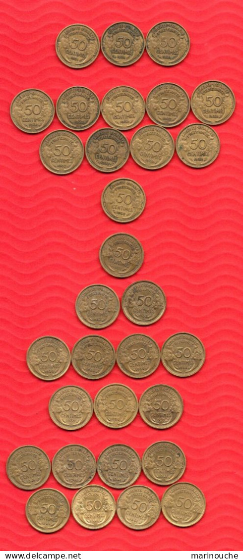 Lot De 31 Pièces De 50 Centimes En Bronze (voir Détails ) - Vrac - Monnaies