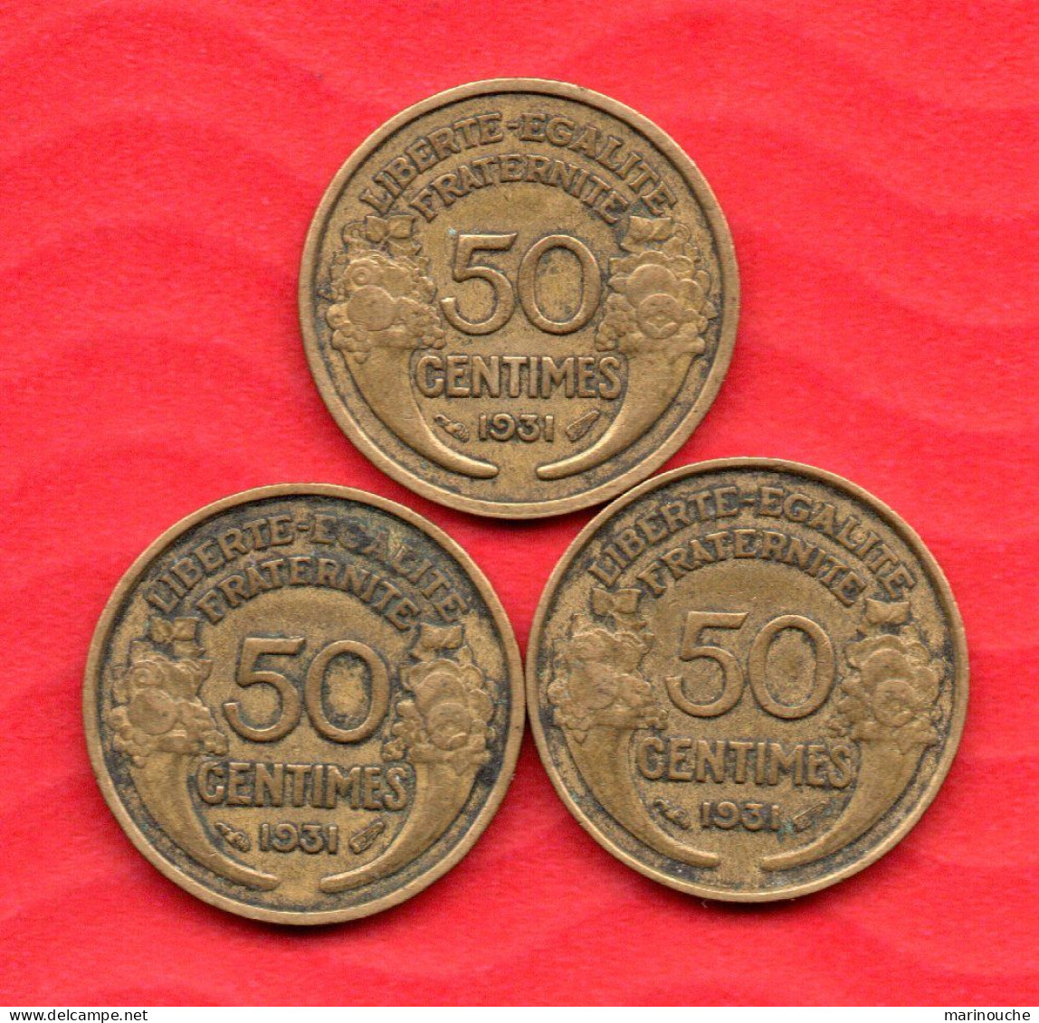 Lot De 31 Pièces De 50 Centimes En Bronze (voir Détails ) - Vrac - Monnaies