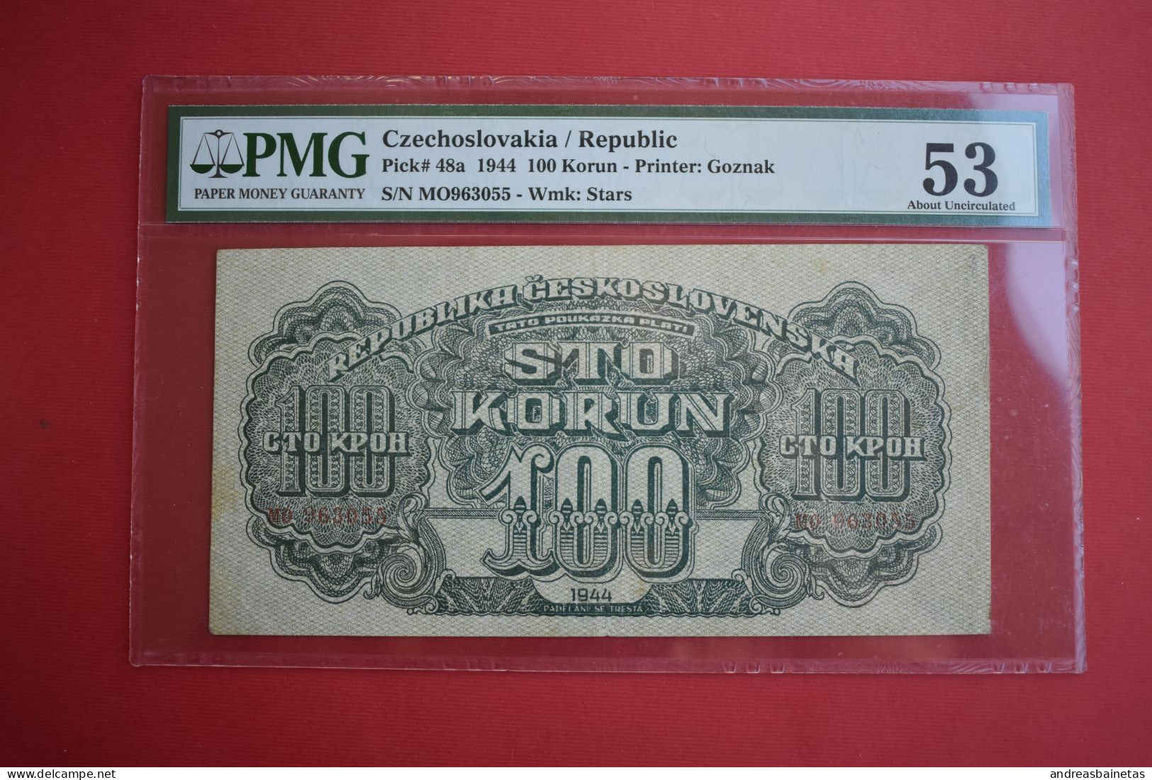 Banknotes Czechoslovakia  100 Korun 1944 PMG 53 Pick#48a - Czechoslovakia