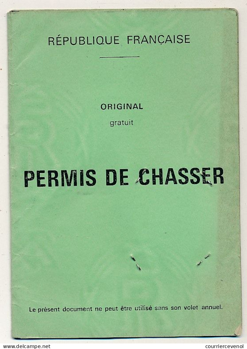 FRANCE - Permis De Chasser (Original Gratuit) - 2 Timbres Départementaux 1977 Et 1978, Ce Dernier Revêtu D'adhésif - Lettres & Documents