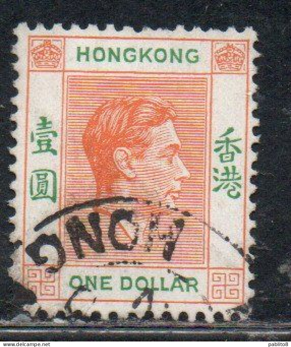 HONG KONG 1938 1948 KING GEORGE VI 1$ USED USATO OBLITERE' - Usados