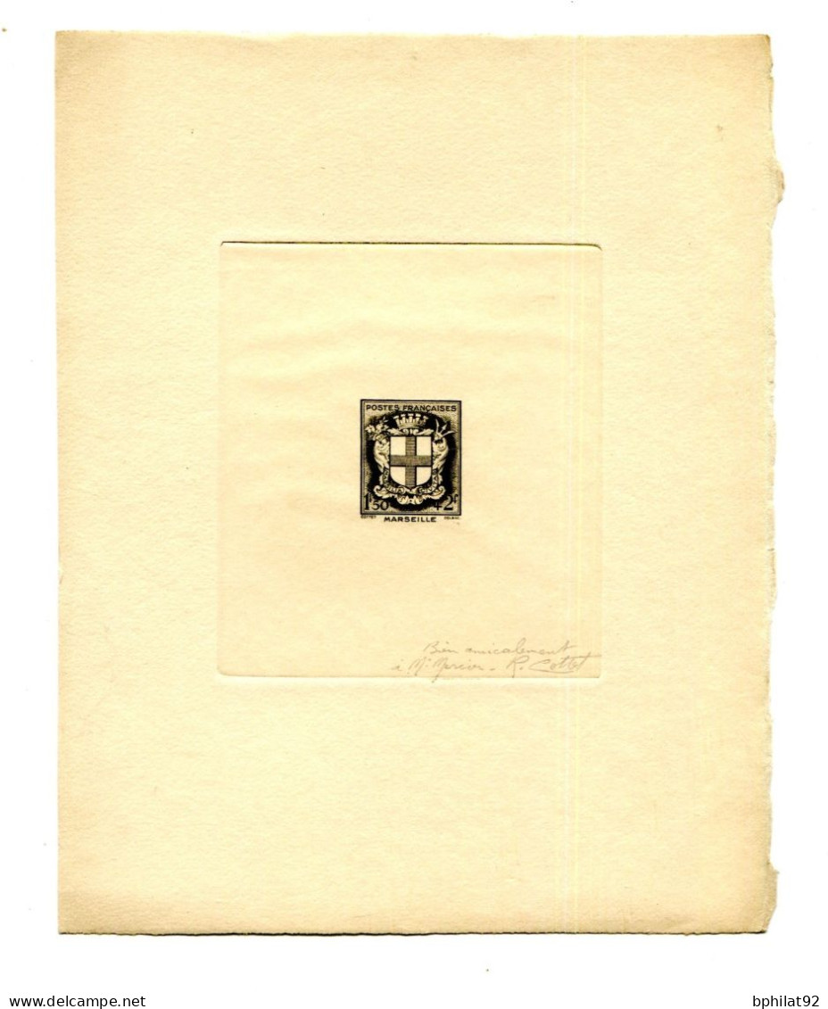 !!! EPREUVE D'ARTISTE TP N°532 BLASON DE MARSEILLE SIGNEE PAR LE GRAVEUR RENE COTTET - Künstlerentwürfe