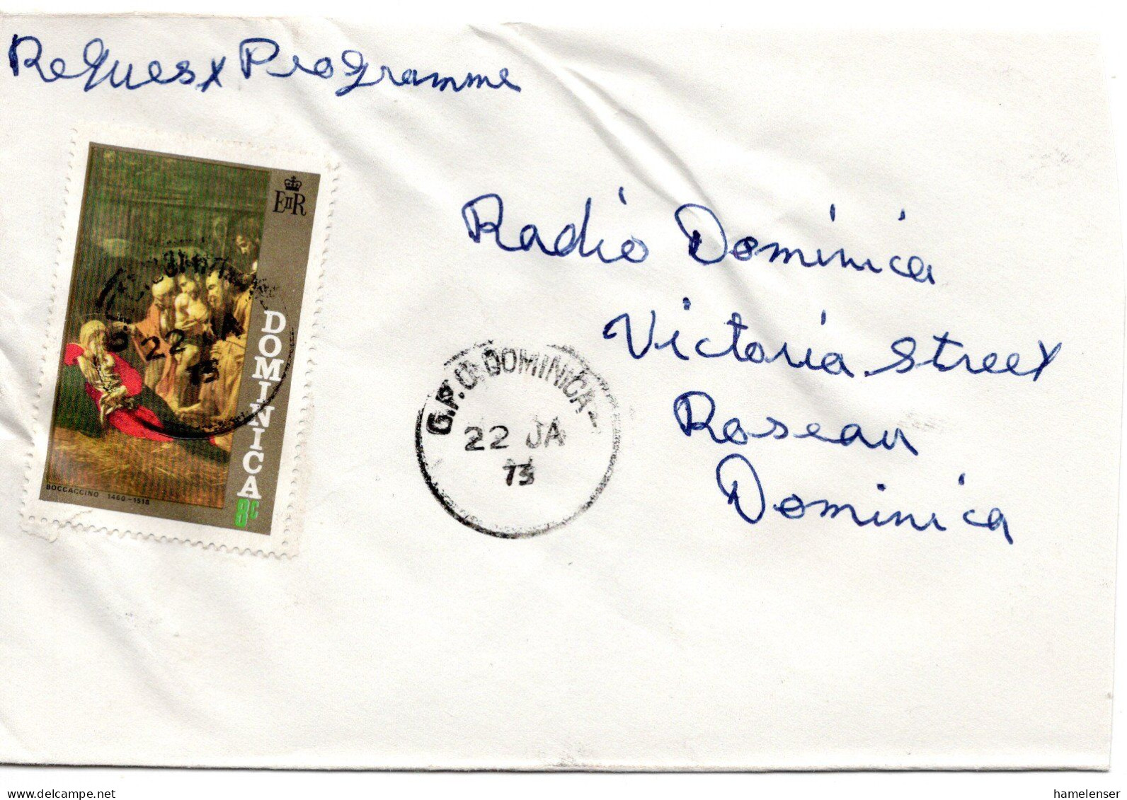 60393 - Dominica - 1973 - 8c Boccaccino EF A Bf DOMINICA -> Roseau - Religieux