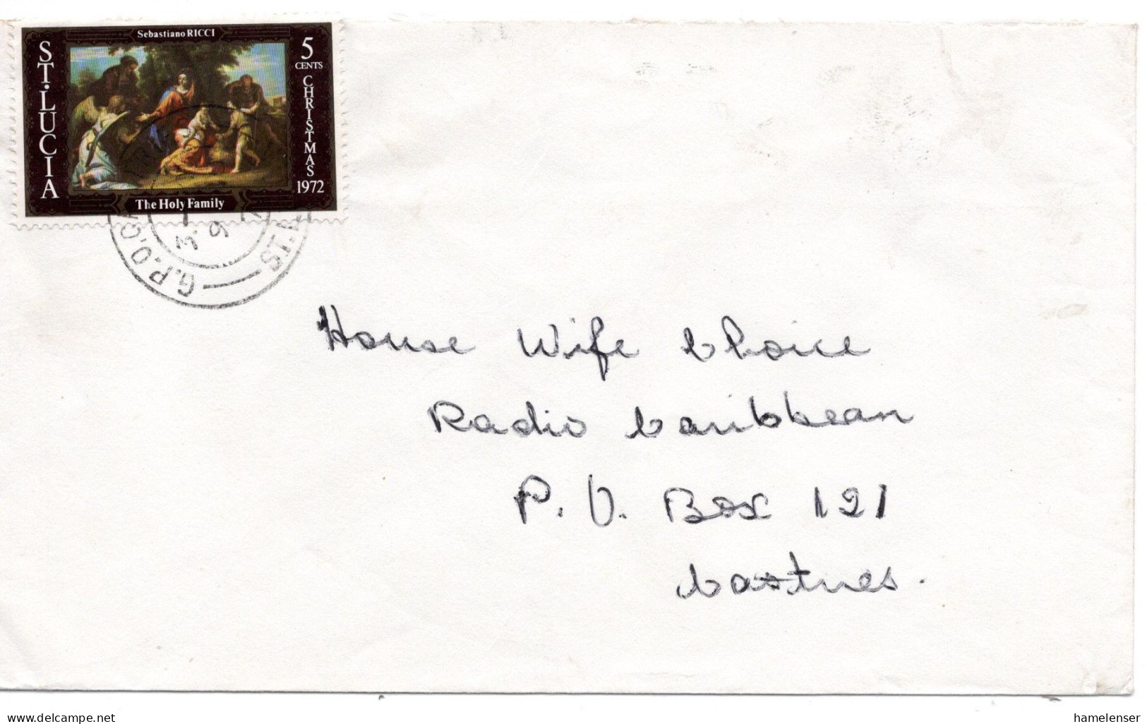 60399 - St.Lucia - 1972 - 5c Weihnachten '72 EF A OrtsBf CASTRIES - Religieux