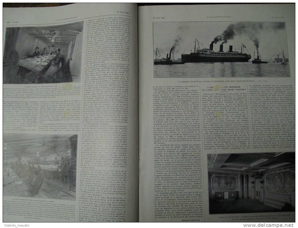 18 Juin 1927 : A Bord Des Paquebots ; Golf De Chiberta ; Expo Art Africain; Nos Téléphones ; Léon DAUDET - L'Illustration