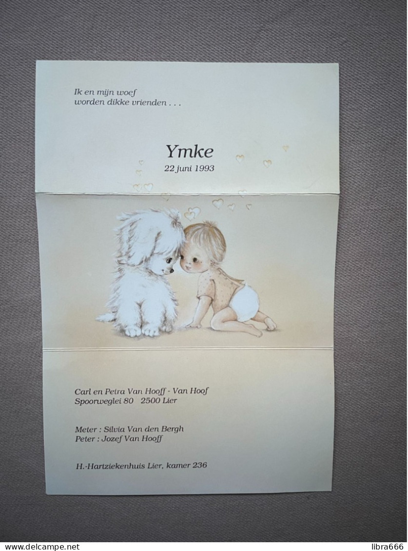 ' Ymke '  VAN HOOFF - VAN HOOF / LIER 1993 / VAN DEN BERGH - Nacimiento & Bautizo