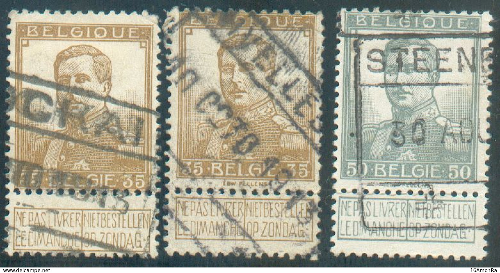 PELLENS 35c. (2) Et 50c. Obl. Ferroviaire De HOCKAI, NIVELLES-EST Et STEENVOORDE - 21667 - 1912 Pellens