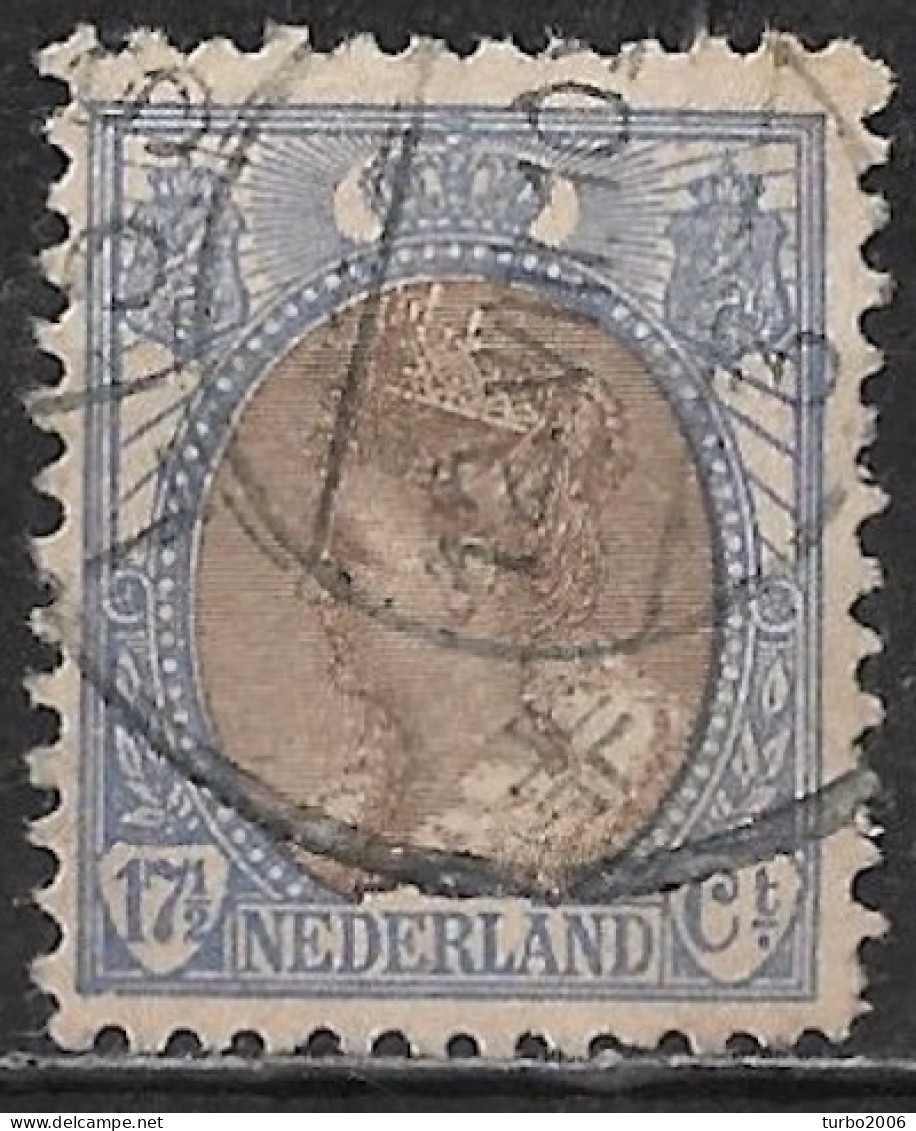 Onderbrekingen Linksonder In 1899-1913 Koningin Wilhelmina 17½ Cent Ultramarijn En Bruin Lijntanding 11½ NVPH 67 B - Variedades Y Curiosidades