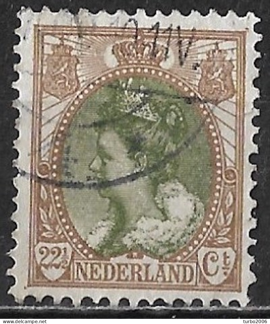 Extra Bruin Puntje In De Linkeronderhoek In 1919 22½ Cent Bruin / Groen Kon. Wilhelmina NVPH 70 - Abarten Und Kuriositäten