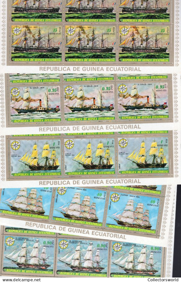 Equatorial Guinea Serie 7v 1976 In Complete MNH Sheets - 12 Series Conquerors Of The Sea Tallships Sail Ships MNH - Guinée Equatoriale