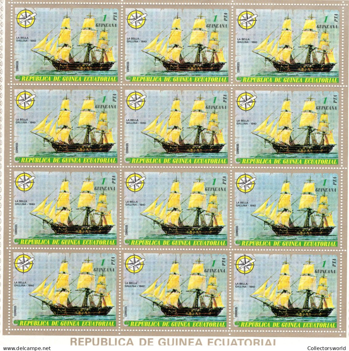 Equatorial Guinea Serie 7v 1976 In Complete MNH Sheets - 12 Series Conquerors Of The Sea Tallships Sail Ships MNH - Guinée Equatoriale