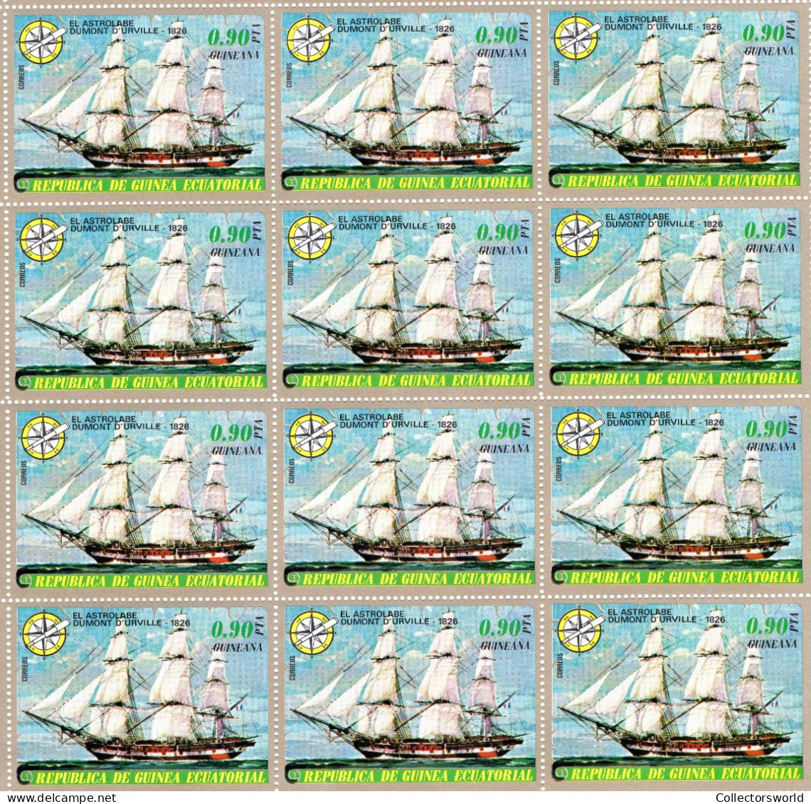 Equatorial Guinea serie 7v 1976 in complete MNH sheets - 12 series Conquerors of the Sea Tallships Sail ships MNH