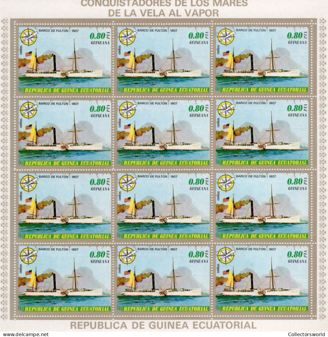 Equatorial Guinea serie 7v 1976 in complete MNH sheets - 12 series Conquerors of the Sea Tallships Sail ships MNH