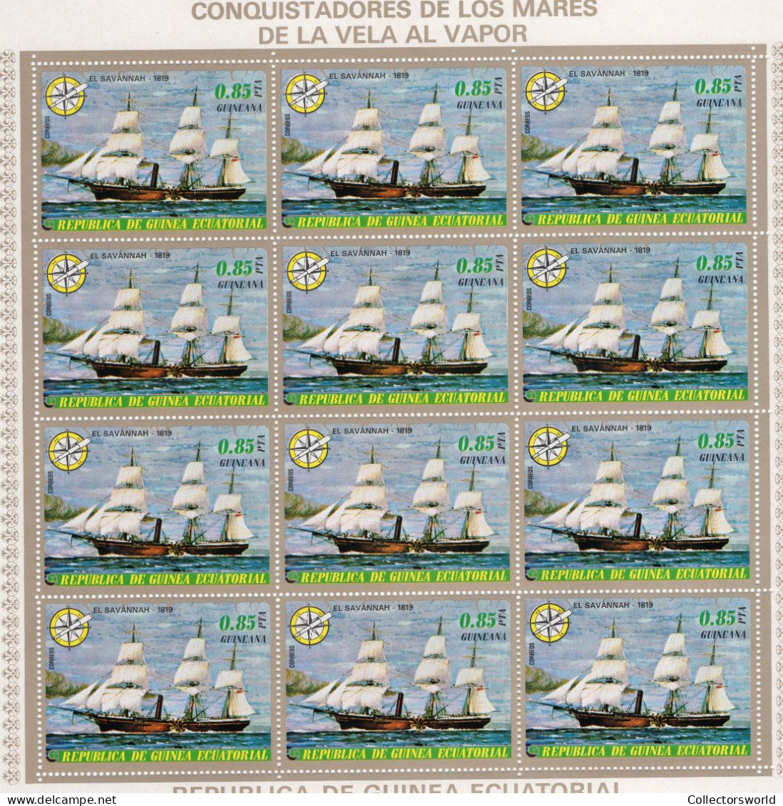 Equatorial Guinea serie 7v 1976 in complete MNH sheets - 12 series Conquerors of the Sea Tallships Sail ships MNH