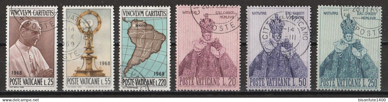 Vatican 1968 : Timbres Yvert & Tellier N° 479 - 480 - 481 - 482 - 483 Et 484 Oblitérés. - Oblitérés