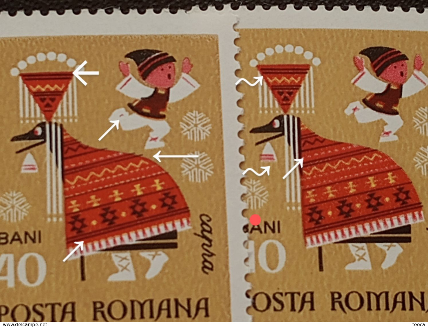 Stamps Errors Romania 1969 # Mi 2810 Printed With Multiple Errors ,traditional Romanian Dance Goat - Plaatfouten En Curiosa