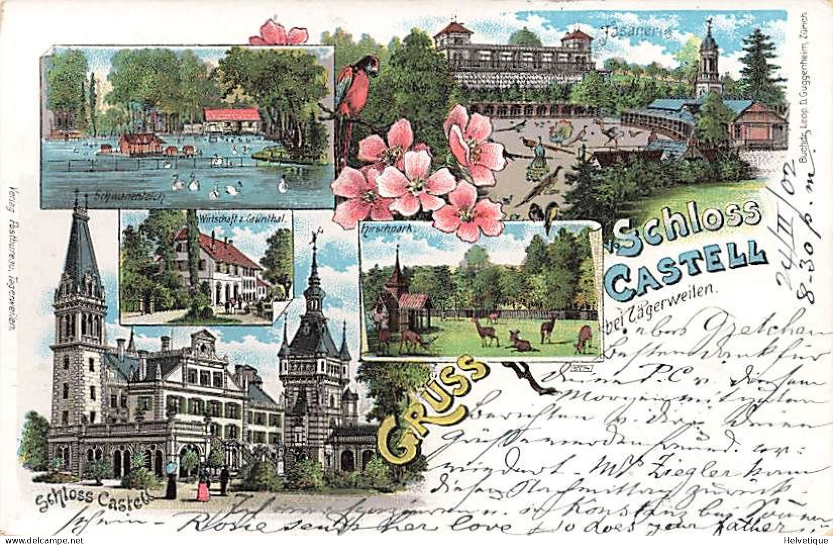 Litho 1902 Grüsse Schloss Castell Tägerwilen Tägerweilen  Distrikt Kreuzlingen - Kreuzlingen