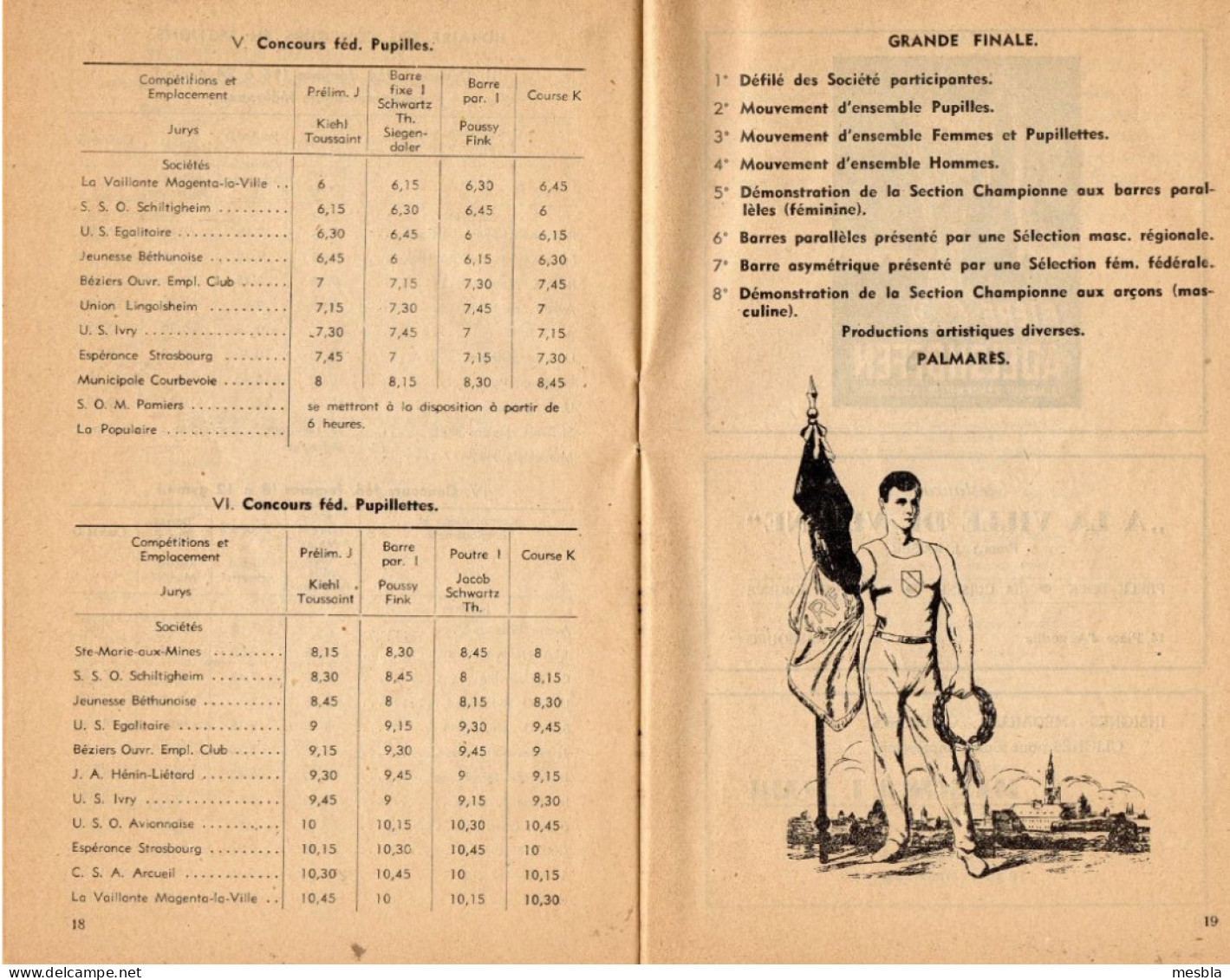 Fascicule - Fédération Sportive Er Gymnique Du Travail - Championnats Fédéraux De Gymnastique - Strasbourg . 1951 - Alsace