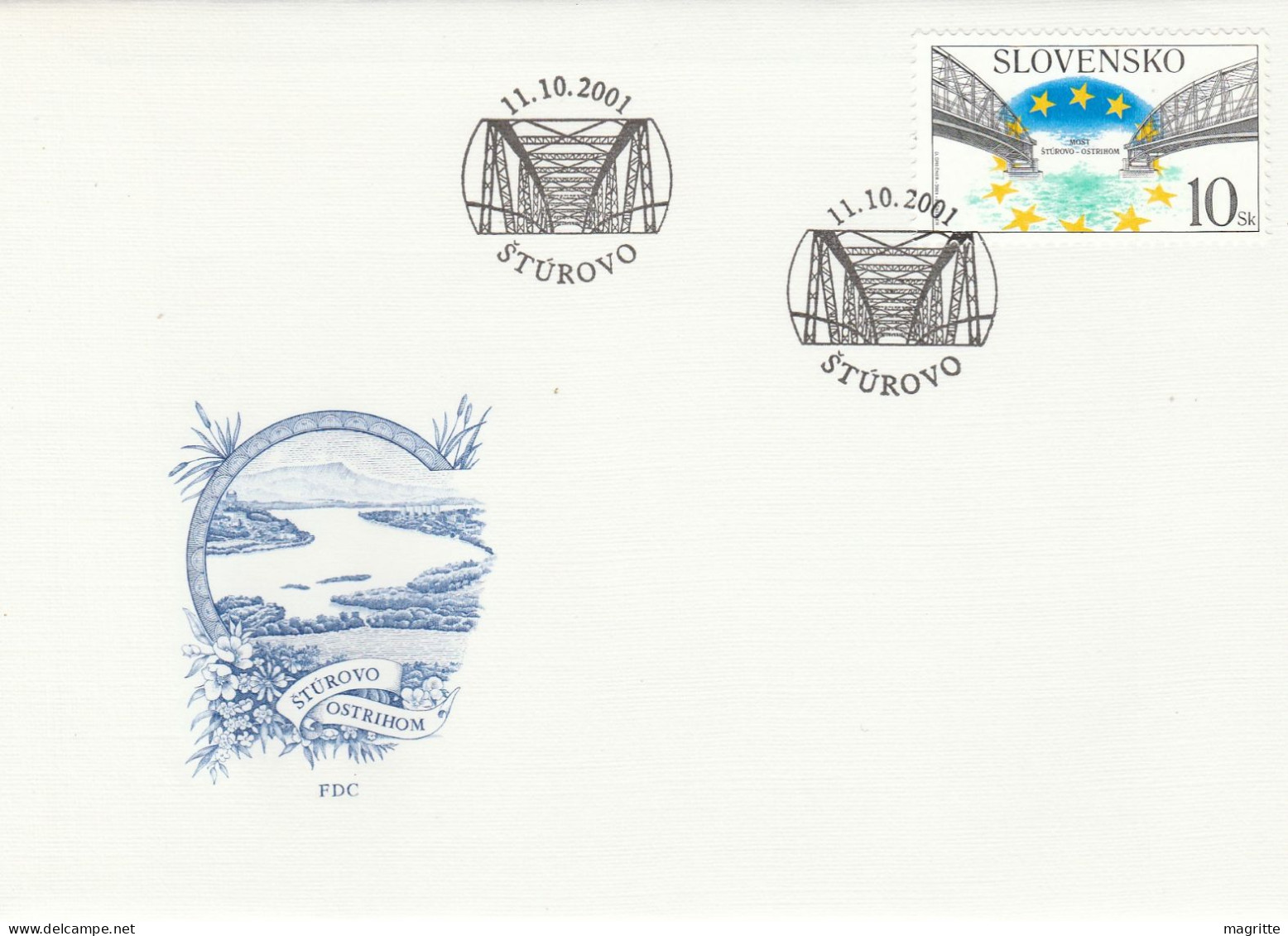 Slovaquie 2001 FDC Emission Commune Hongrie Pont Slovakia Joint Issue Hungary FDC Maria Valeria Bridge - Gezamelijke Uitgaven